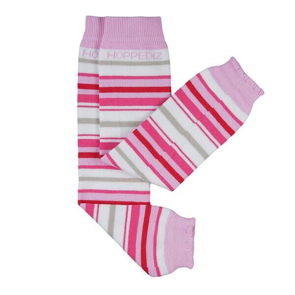 Hoppediz Babystulpen weiß-rosa-gestreift