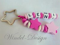 Schlüsselanhänger Sternchen weiß - rosa- Anhänger mit Namen