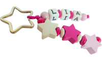Schlüsselanhänger Sternchen pink -weiß - Anhänger mit Namen