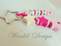 Schlüsselanhänger Sternchen pink -weiß - Anhänger mit Namen