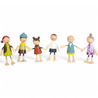 Legler Biege- Puppen-Familie aus Holz, 6-teilig