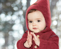 Maximo GOTS BABY-Jacke, Wollfleece kbT, Jersey kbA düne/kastanie-hellbraun 62/68