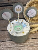 Windeltorte Willkommen Baby silber schick
