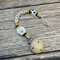 Schnullerkette Premium Fußball schwarz-gelb
