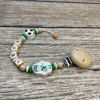 Kopie von Schnullerkette Premium Fußball grün-weiß