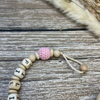 Schnullerkette Premium BOHO Blume rosa Bis 10 Buchstaben