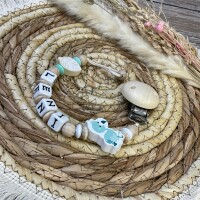 Schnullerkette Premium BOHO Flamingo mint natur