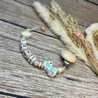 Schnullerkette Premium BOHO Flamingo mint natur