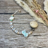 Schnullerkette Premium BOHO Flamingo mint natur