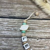 Schnullerkette Premium BOHO Flamingo mint natur
