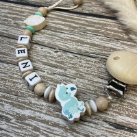 Schnullerkette Premium BOHO Flamingo mint natur