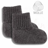 Ewers Baby und Kleinkinder Socken 100 % Wolle mit Umschlag grau meliert 17-18