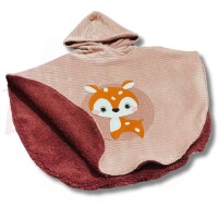 Kinder Poncho warm, weich und kuschelig Gr. 86-104 Mädchen rosa grau