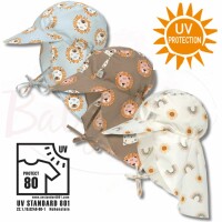 LÄSSIG Baby Sonnenhut, Schirmmütze mit extra Nackenschutz | Regenbogen, Löwen
