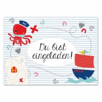 Einladungskarten Pirat | 12er Set DIN A6