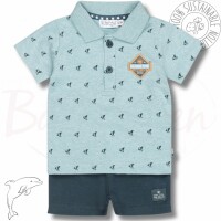 Dirkje Jungen Baby Set Polo-Shorts blau petrol