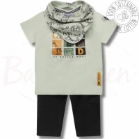 Dirkje Jungen Baby Set T-shirt Shorts Schal hellgrün love