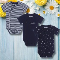 Dirkje Jungen Baby-Body 3er-Pack Navy, Ecru
