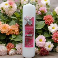 Taufkerze pink baptism symbols