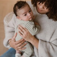Dirkje Baby Bio Strampler | grün gestreift 68