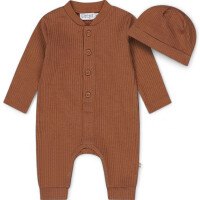 Dirkje Jungen Baby Set Strampler mit Mütze rostbraun...
