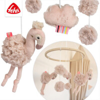 Fehn Holz-Mobile mit niedlichen Stoff-Figuren Flamingo