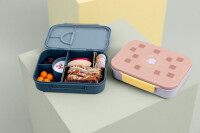 Lässig Brotdose Kinder - Bento Lunchbox | clevere Innenaufteilung Pattern Party Blau