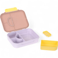 Lässig Brotdose Kinder - Bento Lunchbox | clevere Innenaufteilung Pattern Party Rosa