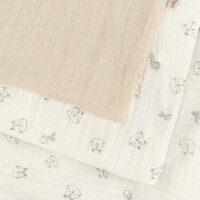 Pippi Mulltücher Musselin 65x65 cm 3er Pack Bio-Baumwolle mit Motiven