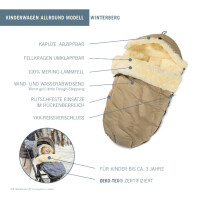 Fellhof Lammfell-Fußsack WINTERBERG – 100 % Merino-Lammfell, wind- & wasserabweisend