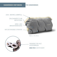 Fellhof Kinderwagen-Handwärmer WINTERBERG Merino-Lammfell, wind- & wasserabweisend, Reflexstreifen