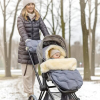 Fellhof Kinderwagen-Handwärmer WINTERBERG Merino-Lammfell, wind- & wasserabweisend, Reflexstreifen