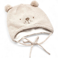 MAXIMO Baby-Inkamütze Teddygesicht-Stickerei & 2 Pompons