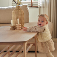 Dirkje Mädchen-Set Kleid Leggings Weste Haarband taupe kariert