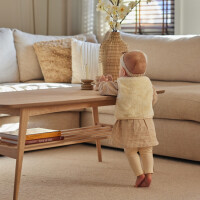 Dirkje Mädchen-Set Kleid Leggings Weste Haarband taupe kariert