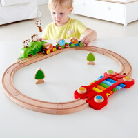 Hape Kleines Tier-Eisenbahnset – Dschungelzug mit Xylophon-Schiene & Affen-Spiel (19-tlg, ab 18 Monaten)