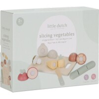 Little Dutch Holz-Schneidegemüse Essentials – Gemüseset mit Brett und Messer – 6-teiliges Obst-Set aus Hol
