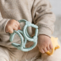 Nattou Silikon Bälle Set (2er) – Beißring & Rassel in einem, BPA-frei Mintgrün