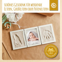 bieco Baby Handabdruck, Fußabdruck Gipsabdruck Set Bilderrahmen