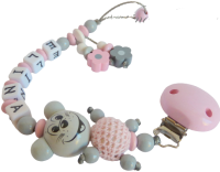 Schnullerkette 3D Maus für Mädchen rosa grau
