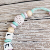 Schnullerkette Herzchen mint-rosa