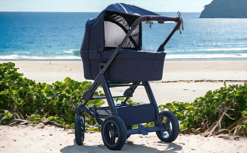 Sonnensegel grau Kinderwagen UV Schutz 50+