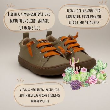 POLOLO Barfuß-Sneaker mit Gummizug beige vegan aus Kaktusleder-Alternative – Babyladen Erlangen https://www.babyladen-erlangen.de/