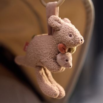 Jollein Kinderwagenanhänger Kangaroots Känguru mit Baby Coral Fleece 17x6x17 cm Babyladen Erlangen https://www.babyladen-erlangen.de