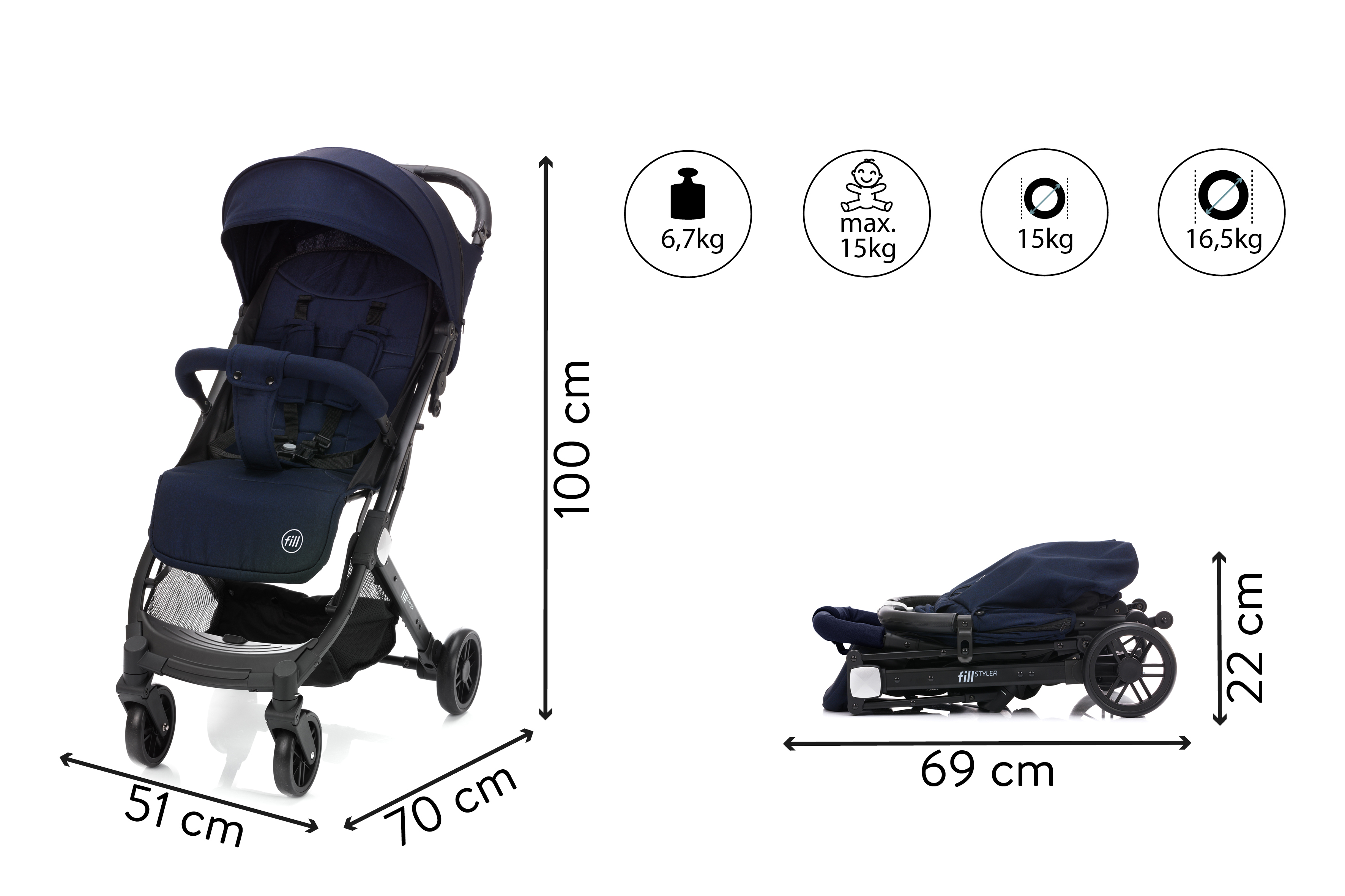 Fill Buggy Styler blau melange 